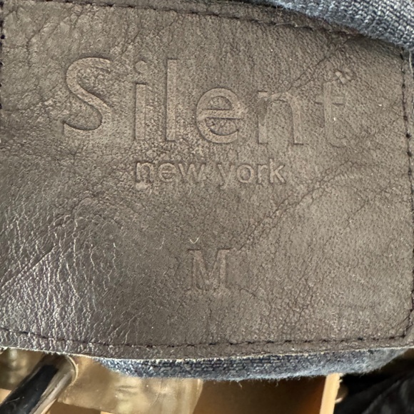 Silent New York Womens Dark Blue Denim Fray Trucker Jean Jacket Medium M - Picture 7 of 11